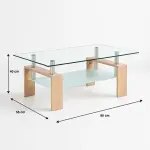 Mesa de centro para living rectangular de vidrio y madera clara - Imagen 7
