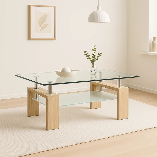 standard_resolution-488 Mesa de centro para living rectangular de vidrio y madera clara - Imagen 1