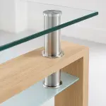 Mesa de centro para living rectangular de vidrio y madera clara - Imagen 8