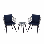 Juego Terraza Balcon Bintang Sillones Con Almohadon Y Mesa Azul - Imagen 4