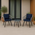 Juego Terraza Balcon Bintang Sillones Con Almohadon Y Mesa Azul