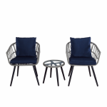Juego Terraza Balcon Bintang Sillones Con Almohadon Y Mesa Azul - Imagen 2