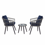 Juego Terraza Balcon Bintang Sillones Con Almohadon Y Mesa Azul - Imagen 5
