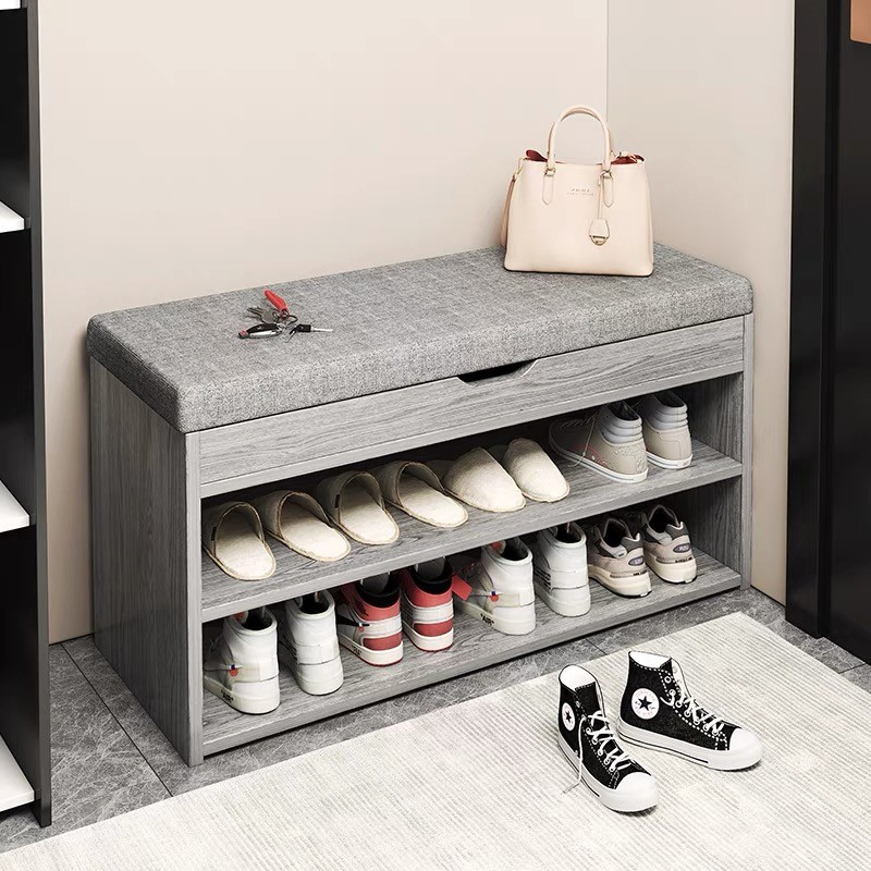 mueble-zapatero-con-cojin-2-niveles-gris Zapatero cojin 2 niveles gris - Imagen 1