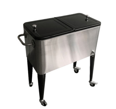 COOLER_RUEDAS_ACERO_5 COLER RETRO METALICO ACERO INOXIDABLE CON MANILLA Y RUEDAS 60 LITROS - Imagen 1