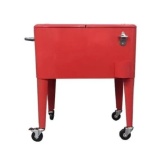 COLER RETRO METALICO ROJO CON MANILLA Y RUEDAS 60 LITROS - Imagen 5