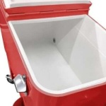 COLER RETRO METALICO ROJO CON MANILLA Y RUEDAS 60 LITROS - Imagen 3