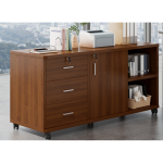 Gabinete con 3 cajones y ruedas color Caoba - Imagen 2