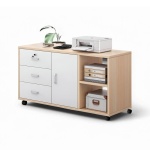 Gabinete con 3 cajones y ruedas color madera