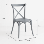 Pack 4 Sillas de Terraza o Comedor Crossback Danubio - Gris - Imagen 3
