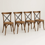 Pack De 4 Sillas Crossback Madera Rattan - Café Vintage - Imagen 2