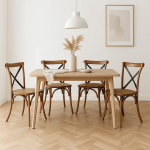 Pack De 4 Sillas Crossback Madera Rattan - Café Vintage - Imagen 7
