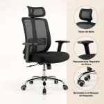 Silla de oficina mesh negra ejecutiva con apoyabrazos y cabeza - Imagen 5