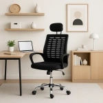 Silla oficina simply mesh negra con apoyabrazos y cabeza - Imagen 3