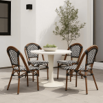 Pack de 4 Sillas Bistro Parisina Rattan - Blanca con negro - Imagen 2