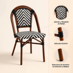 Pack de 4 Sillas Bistro Parisina Rattan - Blanca con negro - Imagen 4