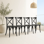 Pack 4 Sillas de Terraza o Comedor Crossback Danubio - Negras