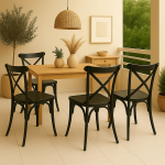 Pack 4 Sillas de Terraza o Comedor Crossback Danubio - Negras - Imagen 2
