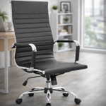 Silla Oficina Gerencial Ergonómica Cuero Sintético Cromada
