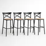 Pack de 4 Taburetes Crossback Danubio - Negros