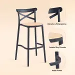 Pack de 4 Taburetes Crossback Danubio - Negros - Imagen 5
