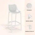 Pack de 4 Taburetes Piso de Bar Terraza Exterior Air Berlín - Blanco - Imagen 3