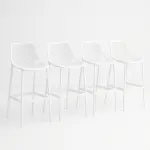 Pack de 4 Taburetes Piso de Bar Terraza Exterior Air Berlín - Blanco