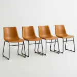 Pack de 4 Sillas Burgos de Comedor de Cuero Sintético y Metal