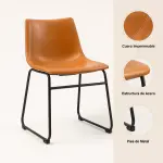 Pack de 2 Taburetes de Bar Burgos de Cuero y Metal Industrial - Imagen 3