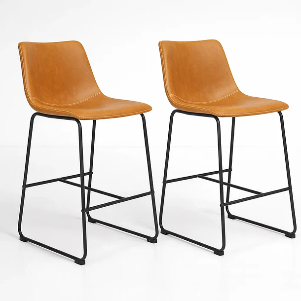 610 - 2026-07-17T174917.229 Pack de 2 Taburetes de Bar Burgos de Cuero y Metal Industrial - Imagen 1