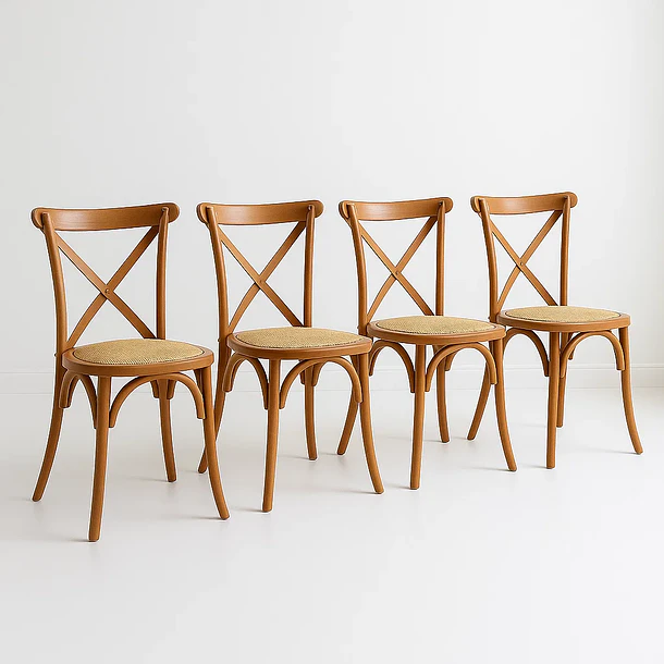 610 - 2026-07-17T175601.705 Pack de 4 Sillas Crossback Madera y Rattan - Natural - Imagen 1