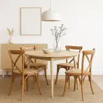 Pack de 4 Sillas Crossback Madera y Rattan - Natural - Imagen 5