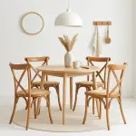 Pack de 4 Sillas Crossback Madera y Rattan - Natural - Imagen 2