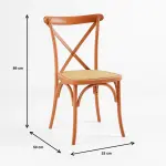 Pack de 4 Sillas Crossback Madera y Rattan - Natural - Imagen 6