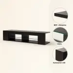 Mueble de TV Moderno Negro con Luces LED y Compartimentos - Imagen 4