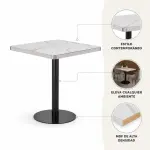 Mesa Parisina 70x70 Marmol Ribete Plateado - Imagen 3