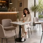 Mesa Parisina 70x70 Marmol Ribete Plateado - Imagen 5