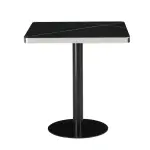 Mesa Parisina 70x70 Negra Ribete Plateado - Imagen 2