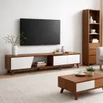 Rack de TV Ajustable nórdico color nogal - Imagen 2