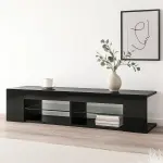 Mueble de TV Moderno Negro con Luces LED y Compartimentos